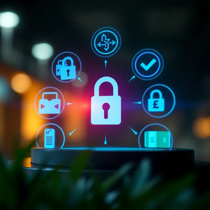 Illustration of secure digital financial transaction with safety icons and Nigerian currency symbols