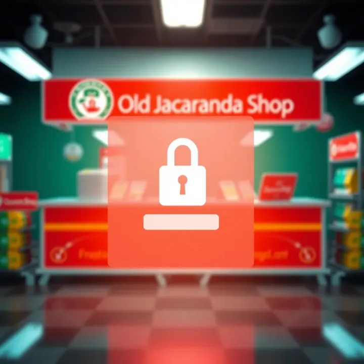 Secure login interface with padlock icon indicating safe access to Old Jacaranda Mobile Shop