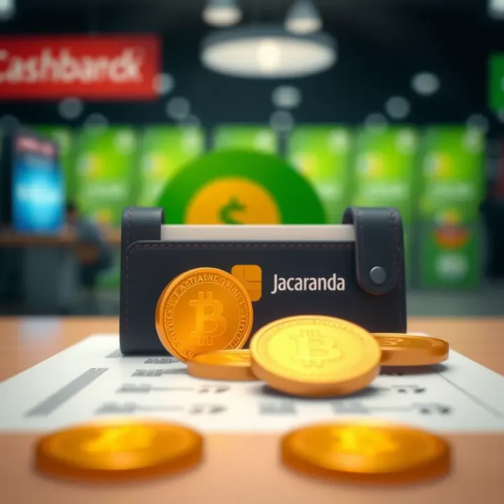 Illustration showing a digital wallet with cashback coins being added after a purchase
