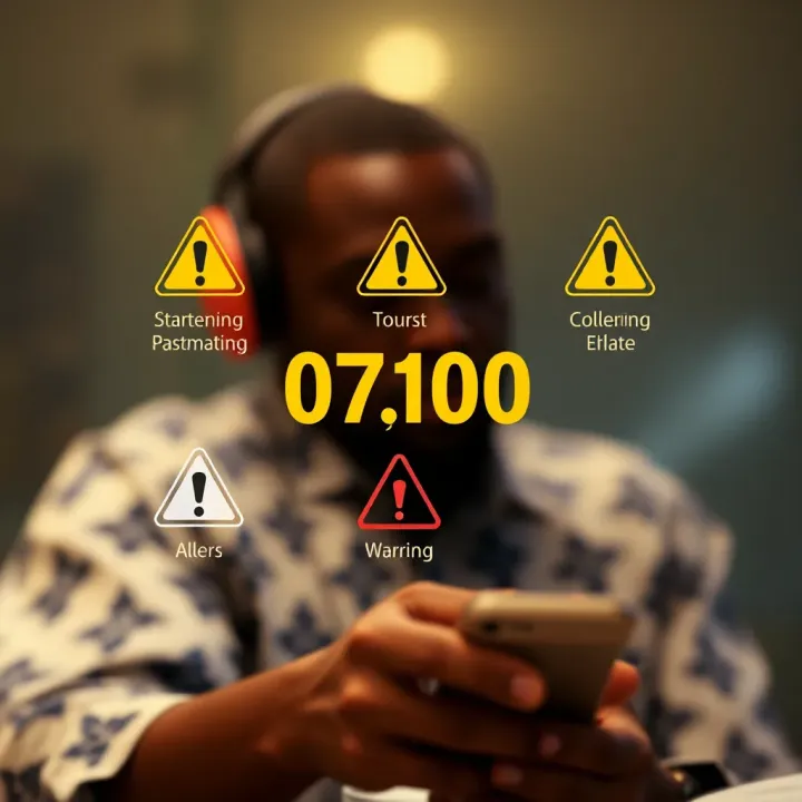 Graphic illustrating the risks of phone scams with alert icons and warning signs
