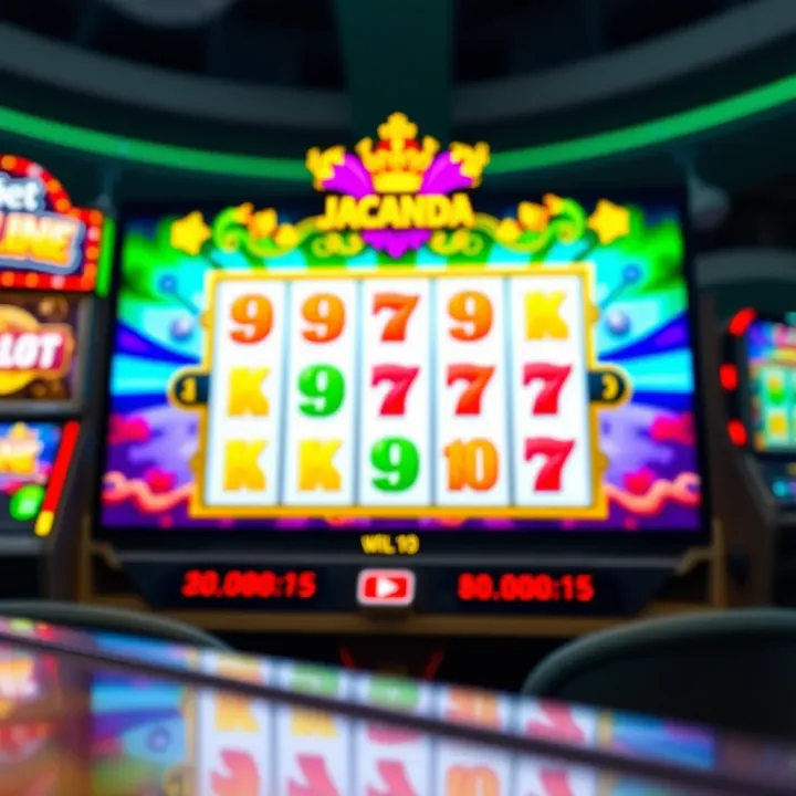 Colorful Jacaranda online slot game interface with vibrant symbols and spinning reels