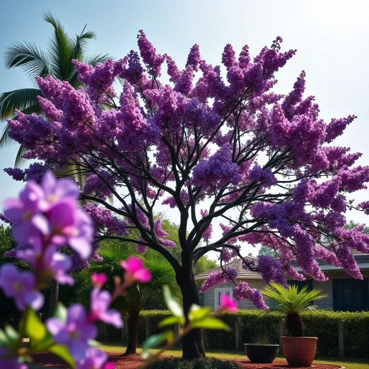 Well-maintained Lite Jacaranda in a sunny Nigerian landscape providing shade and ornamental value