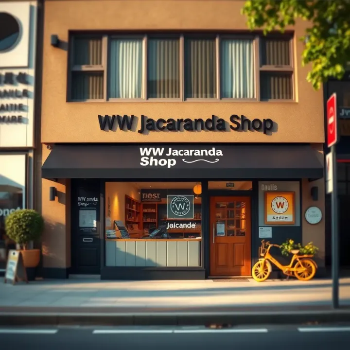 Exterior view of WW Jacaranda Shop showcasing its inviting storefront and signage